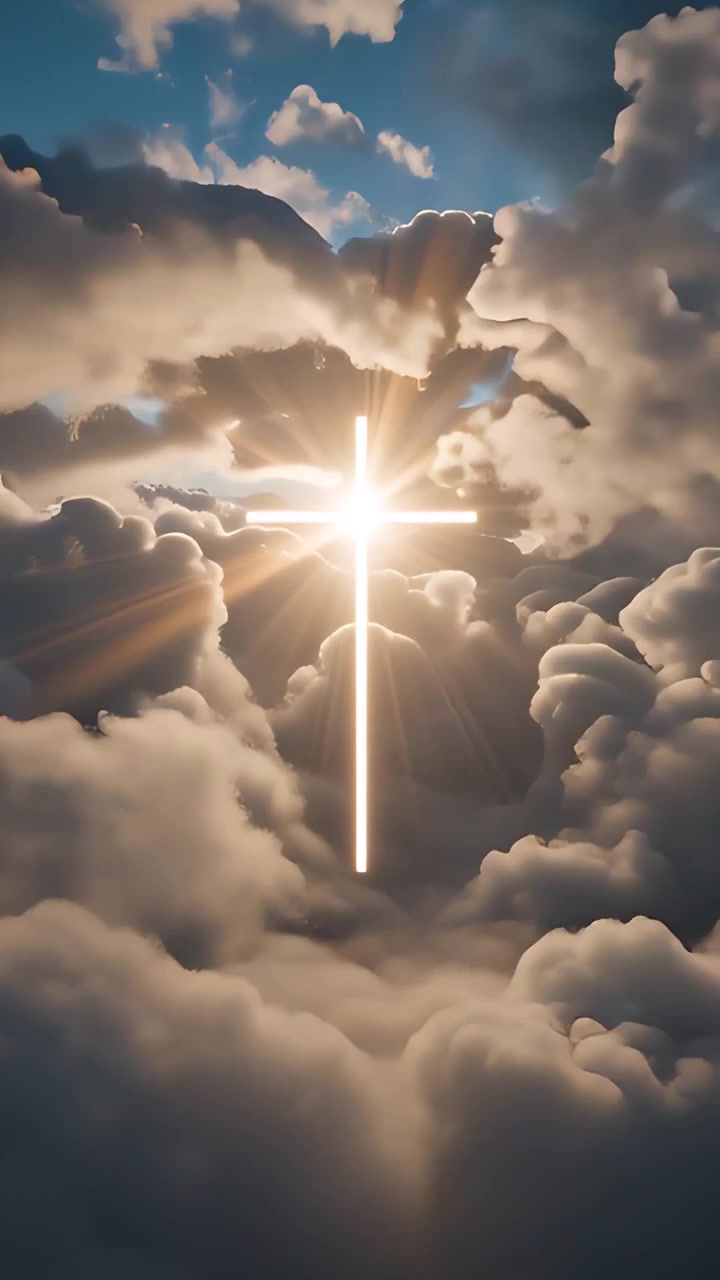 Sfondo per Adorazione 4K: Croce Cristiana e Luce Celeste