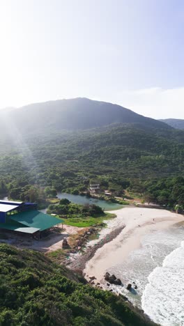Aerial View Dolly of the Coast and the Rocks in Ninh HảI District.