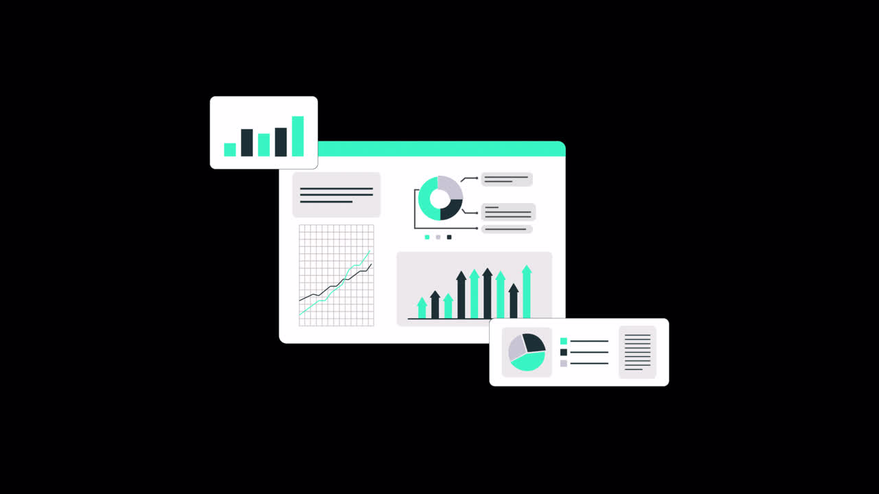 Animated Digital Dashboard Displaying Data Analytics and Business Growth