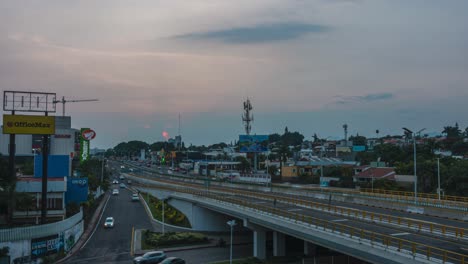 twilight highway traffic in guatemala city