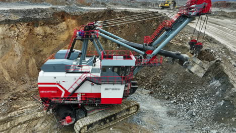 large excavator and haul truck in open pit mine