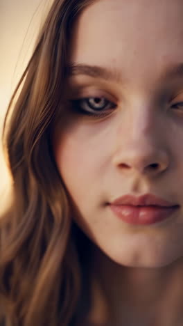 close-up portrait of a girl with unique contact lenses