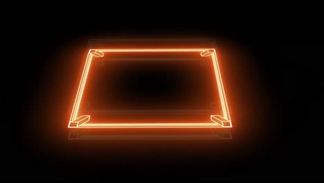 Animation-Eines-Orangefarbenen-Neon-Boxrings-Auf-Schwarzem-Hintergrund