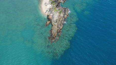 isla de pájaros con dos colores de agua oceánica - pequeña isla en whitsunday en qld, australia