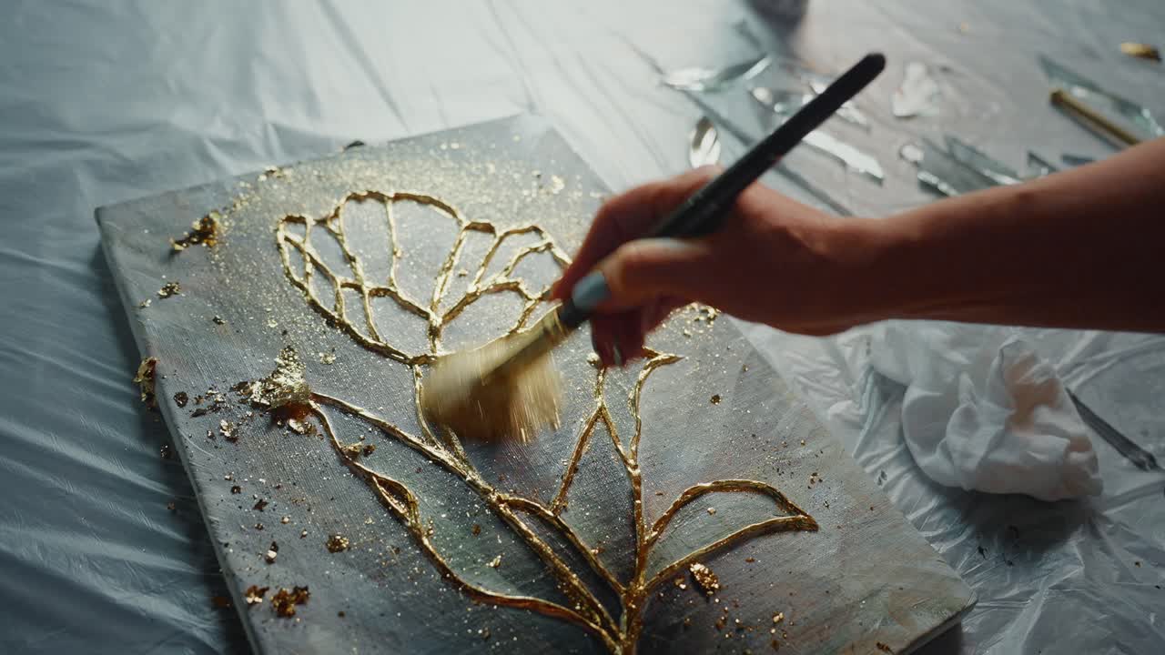 Gold Leaf Tulip Painting Process