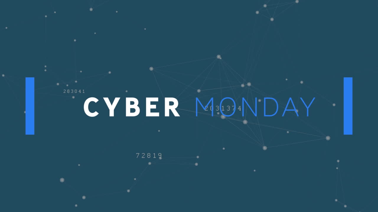 연결 네트워크를 통해 사이버 월요일 판매 텍스트의 애니메이션