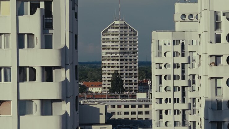 Panorama urbano di moderni edifici residenziali