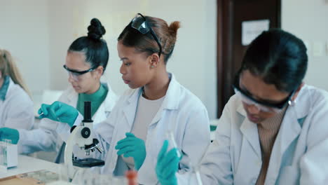 university, science and students in laboratory