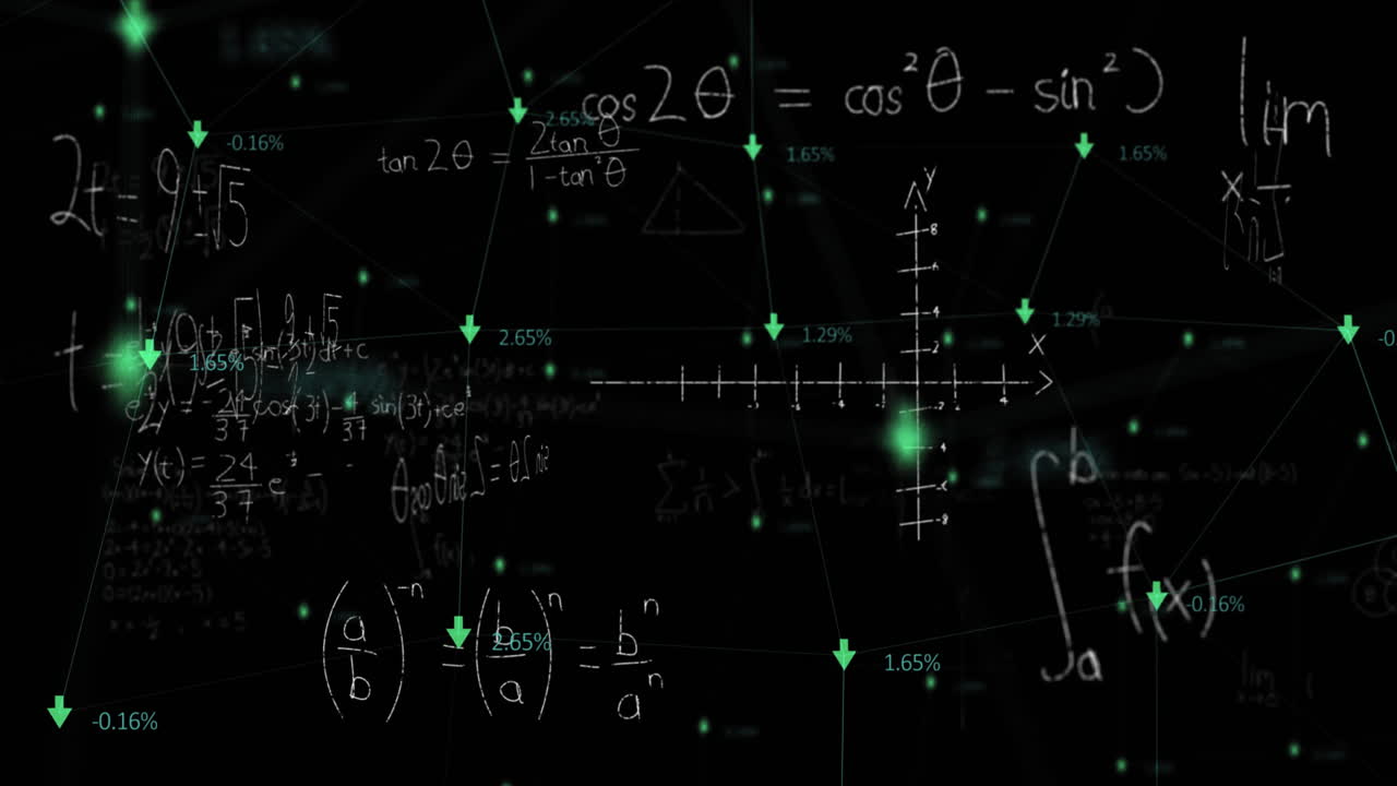 Matematiksel diyagramların önünde oklar içeren bağlantı ağı.