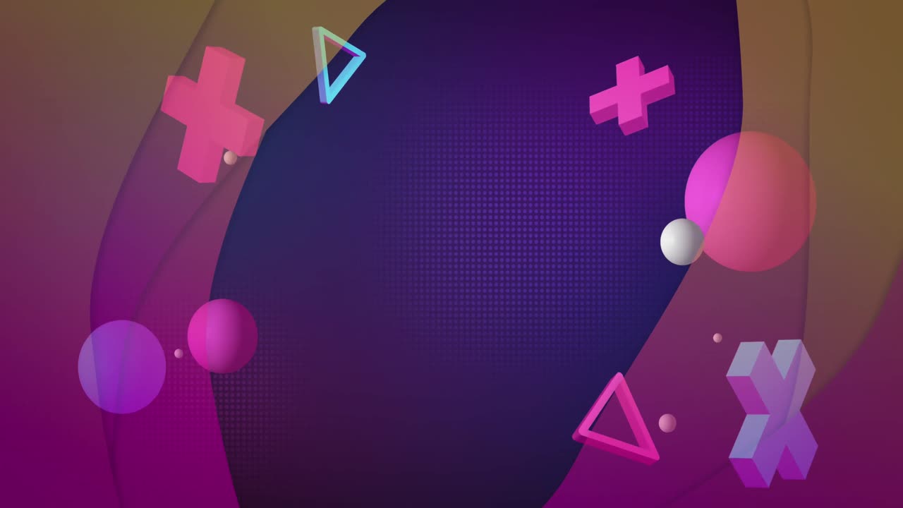 Animation of abstract shapes over pink to yellow layers