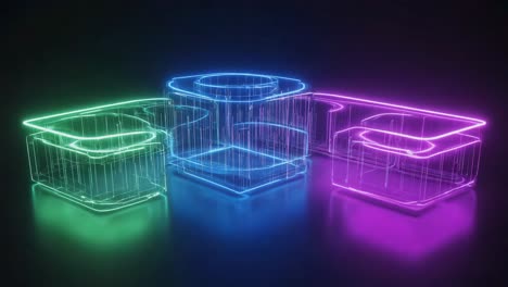 glowing neon boxes