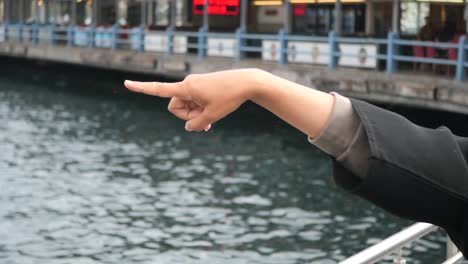 Woman Pointing to the Ocean