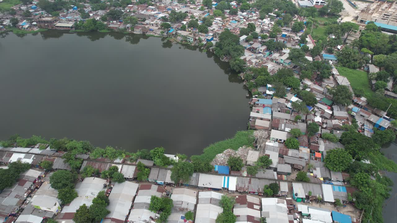 Slum Area with Big Lake