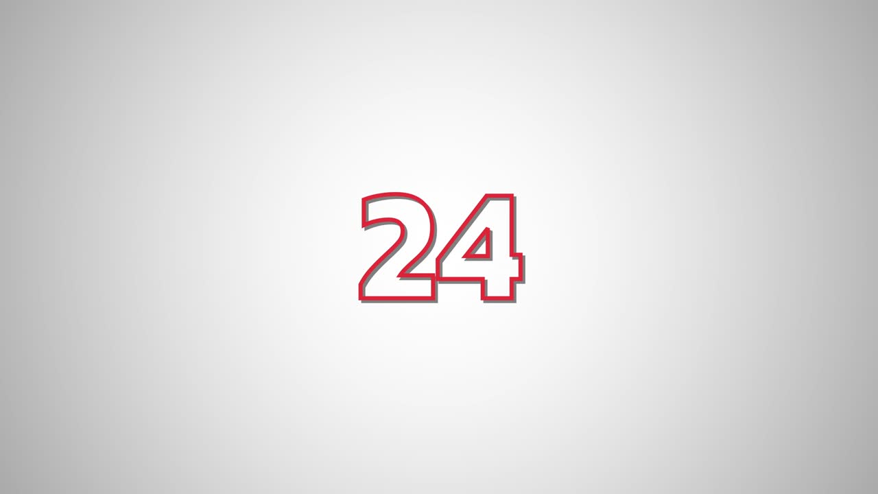 05 números de cuenta atrás de texto rojo plano de 30 a 0 en fondo negro blanco