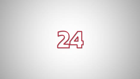 05 flat red text countdown numbers from 30 to 0 on white blackground