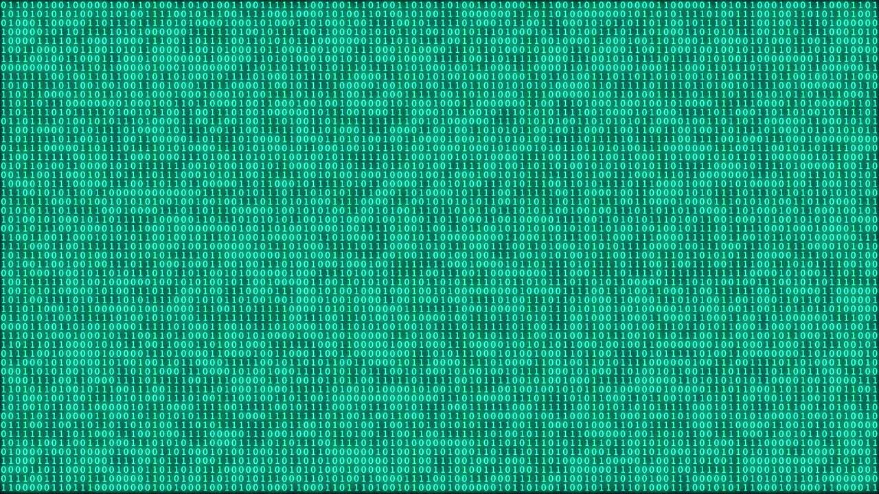 Green seamless loop background of zeroes and ones