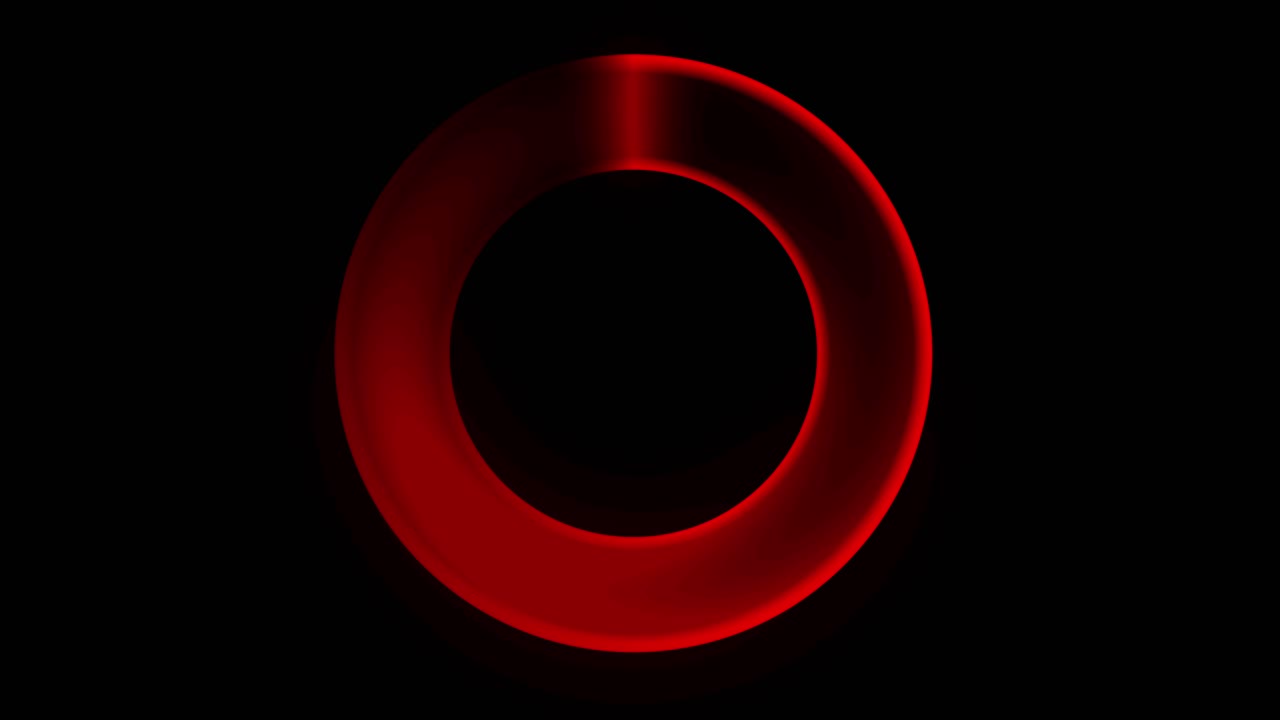검은색 배경에 빨간색 반지를 회전시키는 무결한 루프