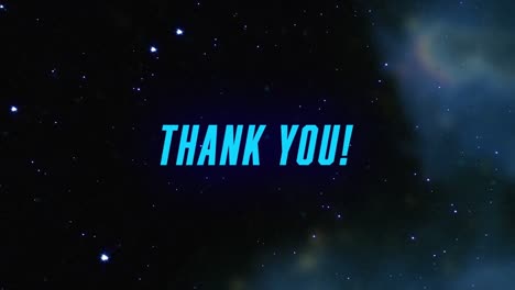 animación del texto de agradecimiento sobre puntos de luz sobre fondo negro