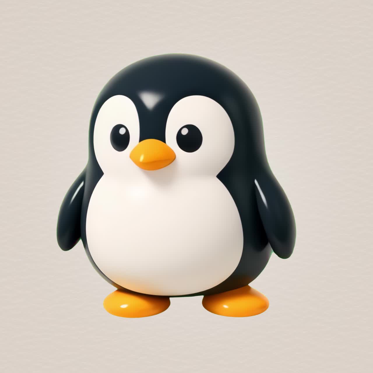 Cute penguin toy figurine animation isolated asset, transparent 4K video, alpha channel, ProRes 4444