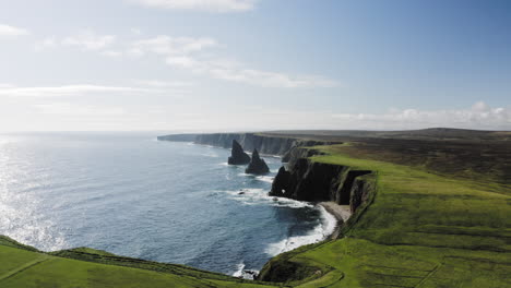 droneshot of duncansby head on the north coast of scotland