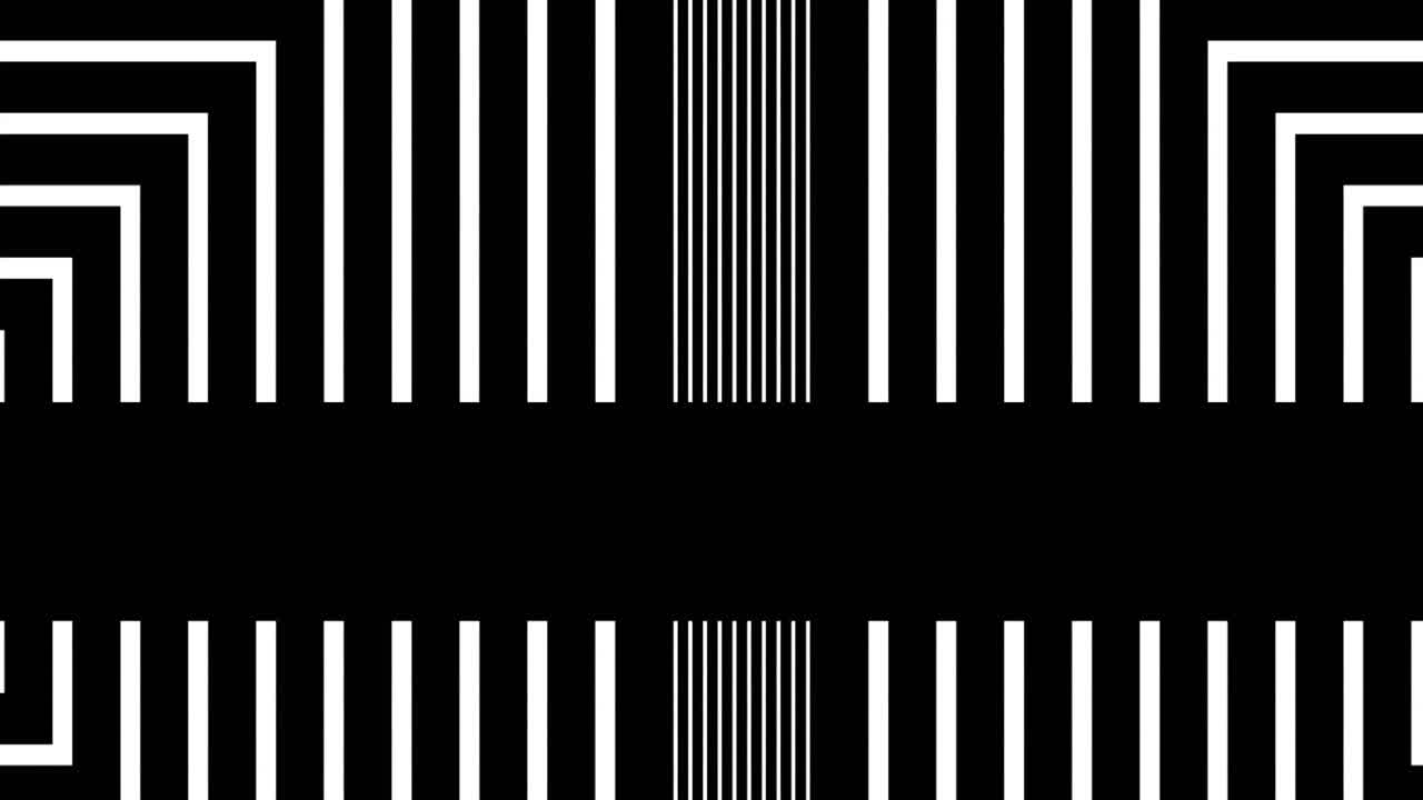 animación digital de formas cuadradas concéntricas que se mueven contra un fondo negro