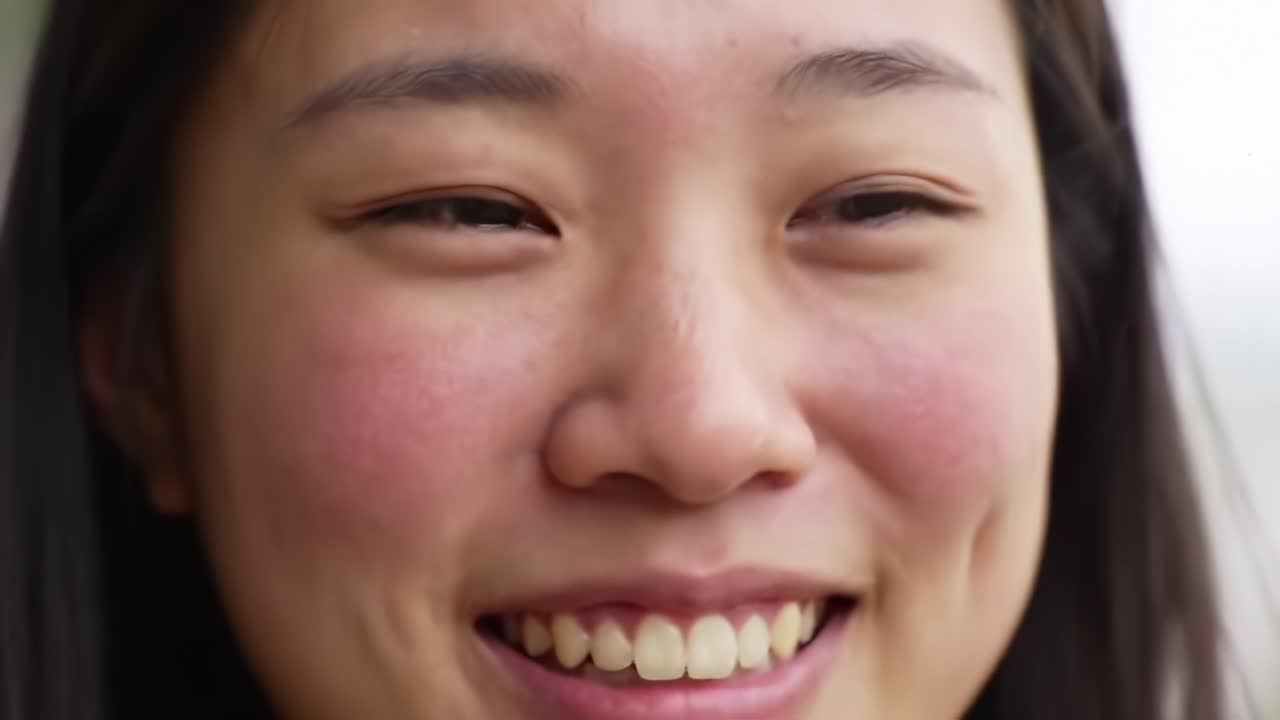 Captivating Moments of Joy: A Close-Up Journey Through the Expressions and Emotions of a Young Woman's Radiant Smile