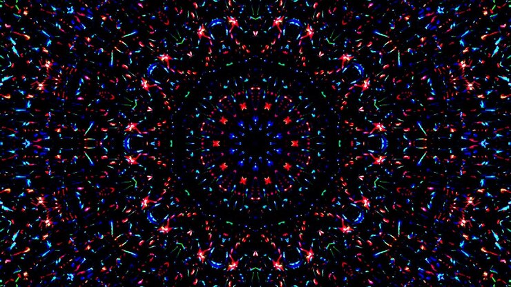 Beautiful abstract kaleidoscope that shines, a radiant light that regulates the subtle movements