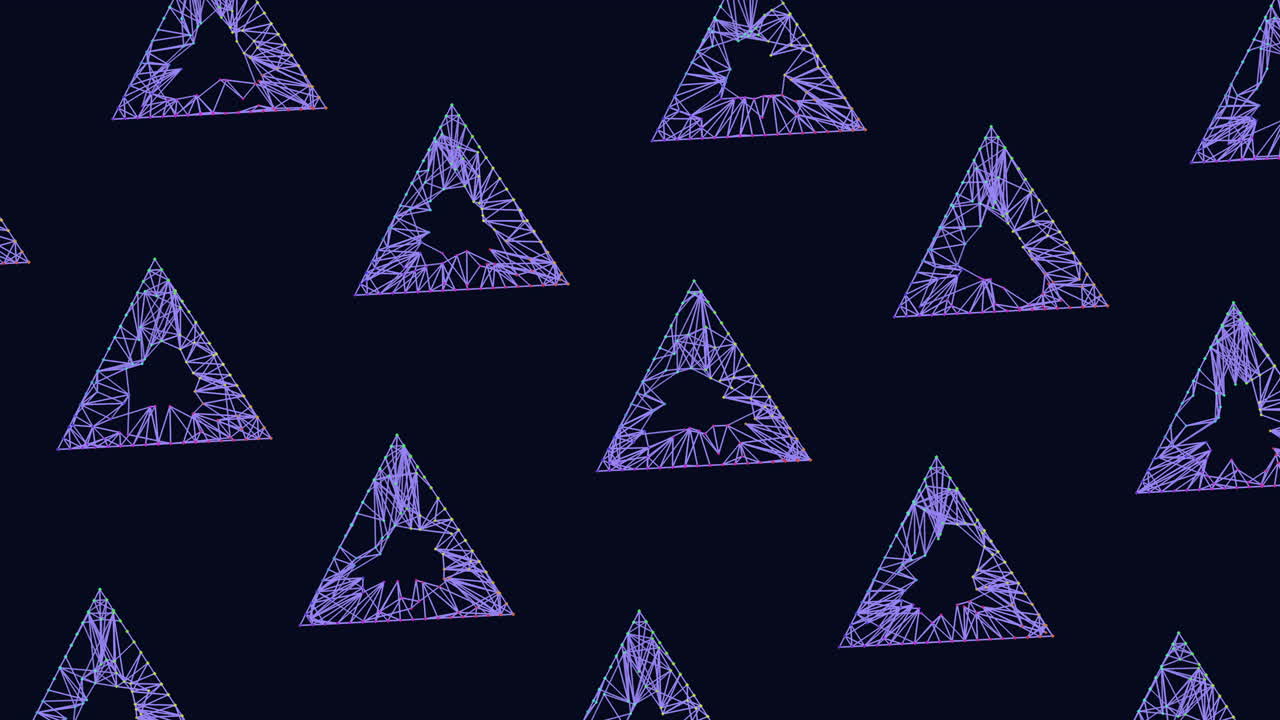 patrón futurista de triángulos de arco iris con puntos de neón y líneas 3