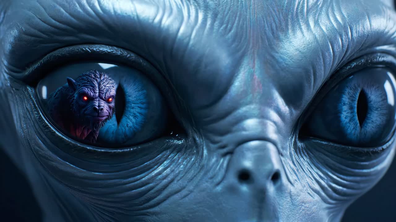 Alien with Gorilla Reflection in Eyes