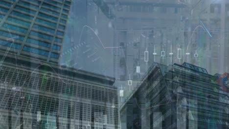 animation der finanzdatenverarbeitung über das stadtbild