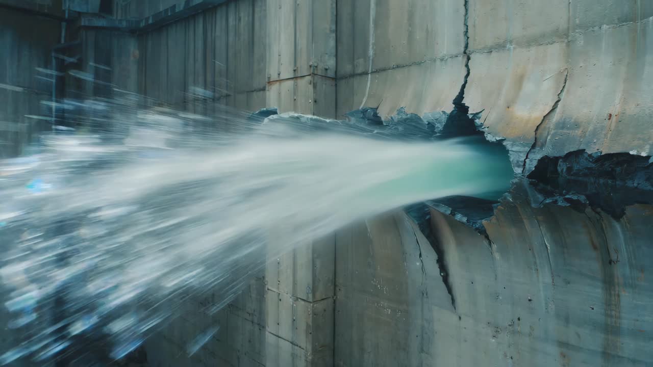 Water flowing from a dam