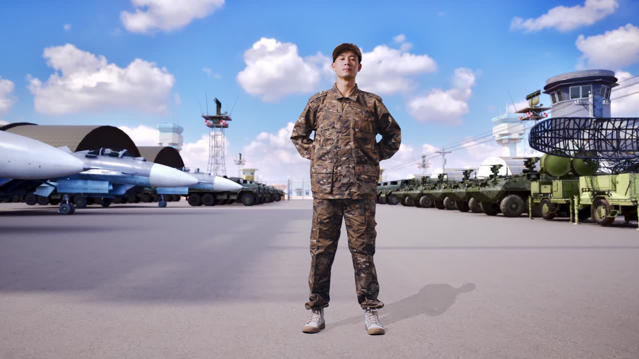 공군 기지의 군인