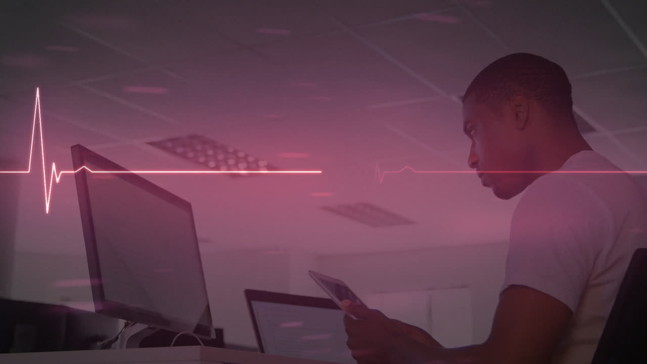 Animation of lifeline over men using computer