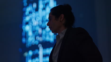 stressed businessman at night