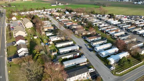 mobile home trailer park borders on rural farmland