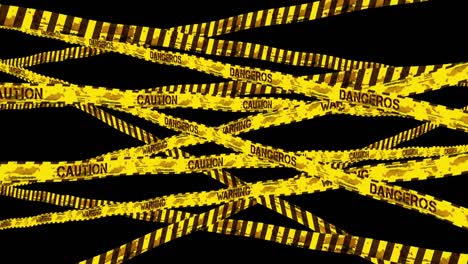 tapes - warning, caution, dangeros. crossed yellow ribbons on a transparent background. swaying in the wind.