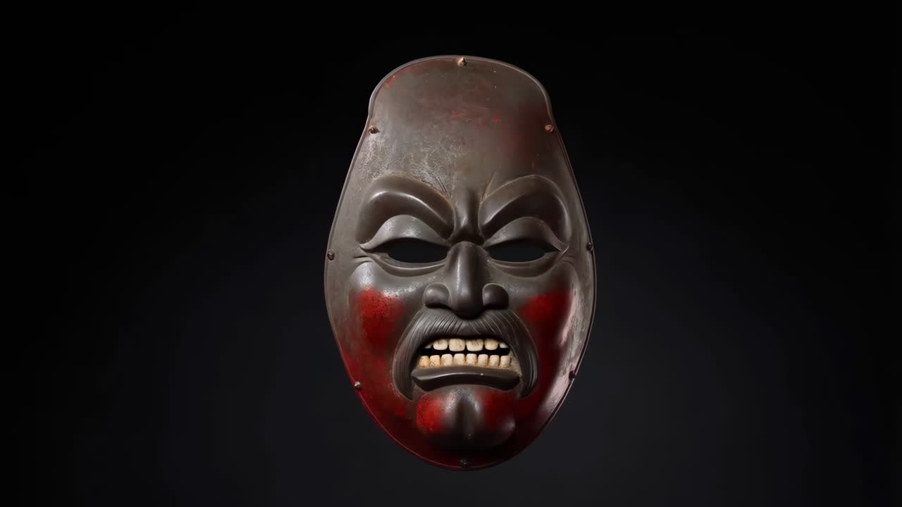 Maschera Hannya tradizionale giapponese con espressione demoniaca irata