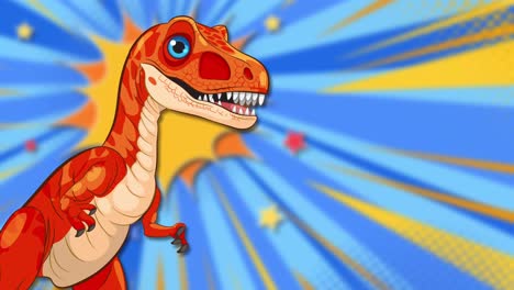 dinosaur with comic burst background animation