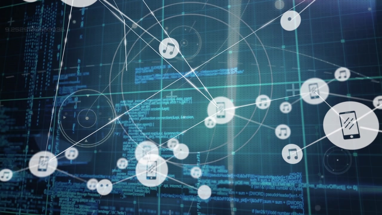 Animation af netværk af forbindelser over databehandling