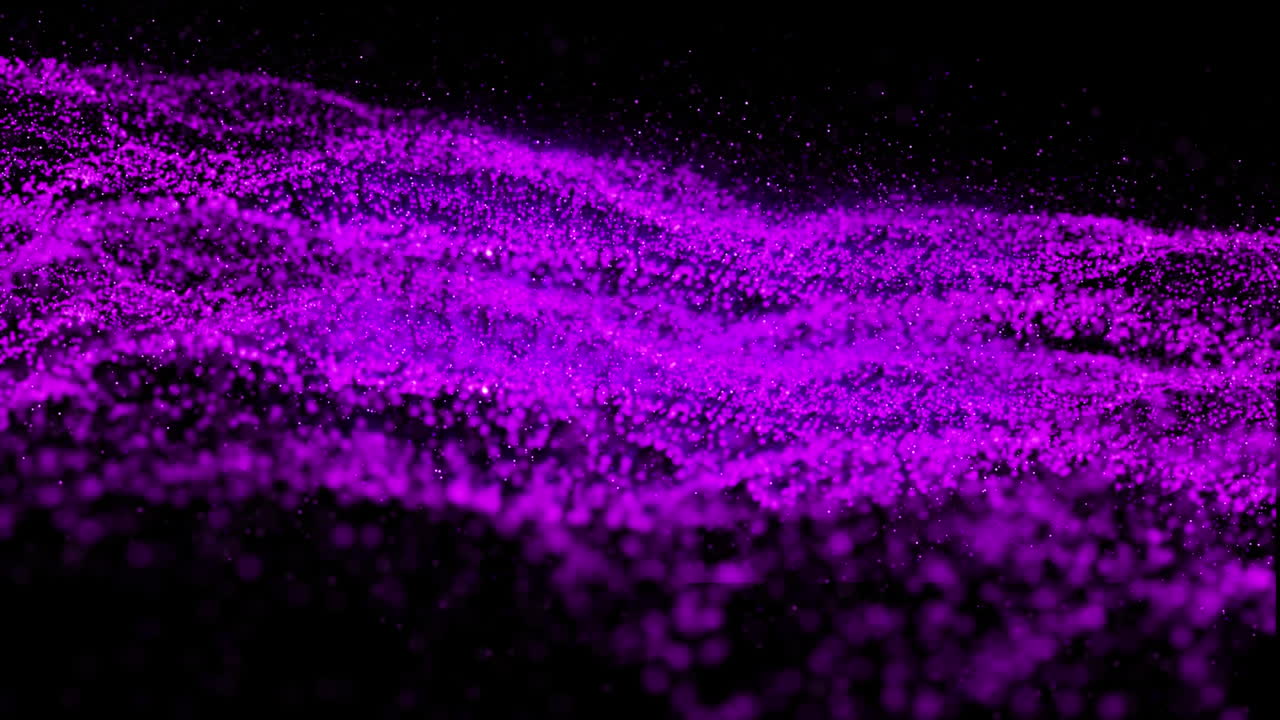 복사 공간과 함께 검은 바탕에 반이는 보라색 디지털 파동의 애니메이션