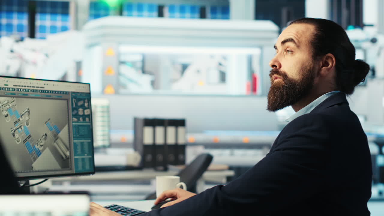 Photovoltaics factory expert brainstorms with colleague to improve efficiency