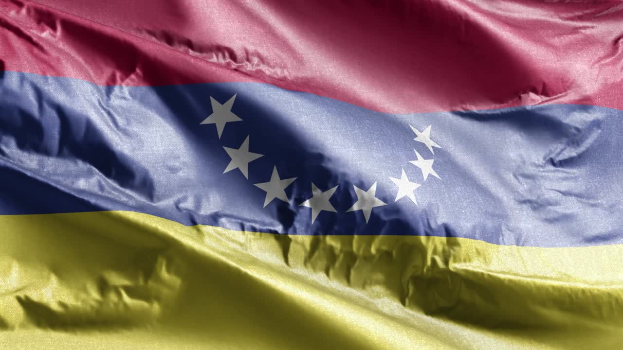 bandera textil de venezuela ondeando en el bucle del viento. bandera venezolana balanceándose en la brisa. tejido textil de tela. fondo de relleno completo. bucle de 10 segundos.