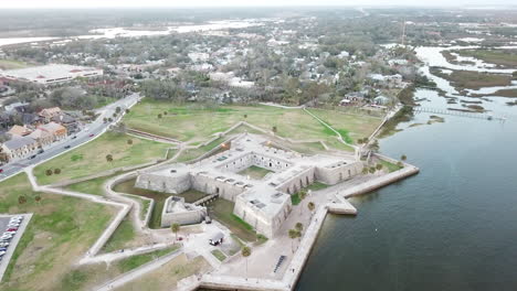 drone shot of the fort in st augustine