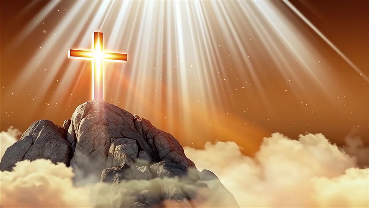 Christian Cross Heavenly Light Worship Background