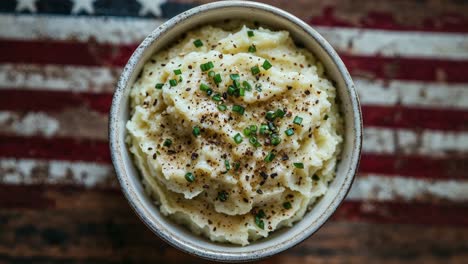 mashed potatoes with american flag background