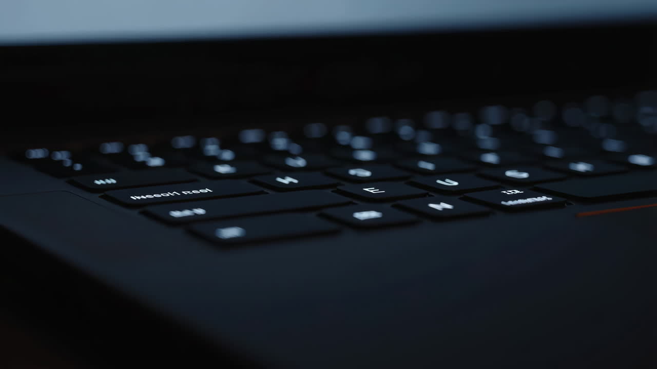 Laptop Keyboard in Low Light