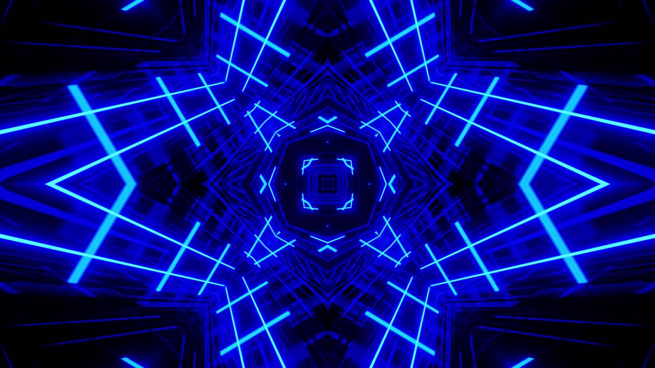 Vj Loop Caleidoscopio al neon blu 004