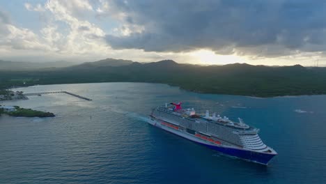 cruise ship leaving the amber cove terminal in puerto plata, dominican republic