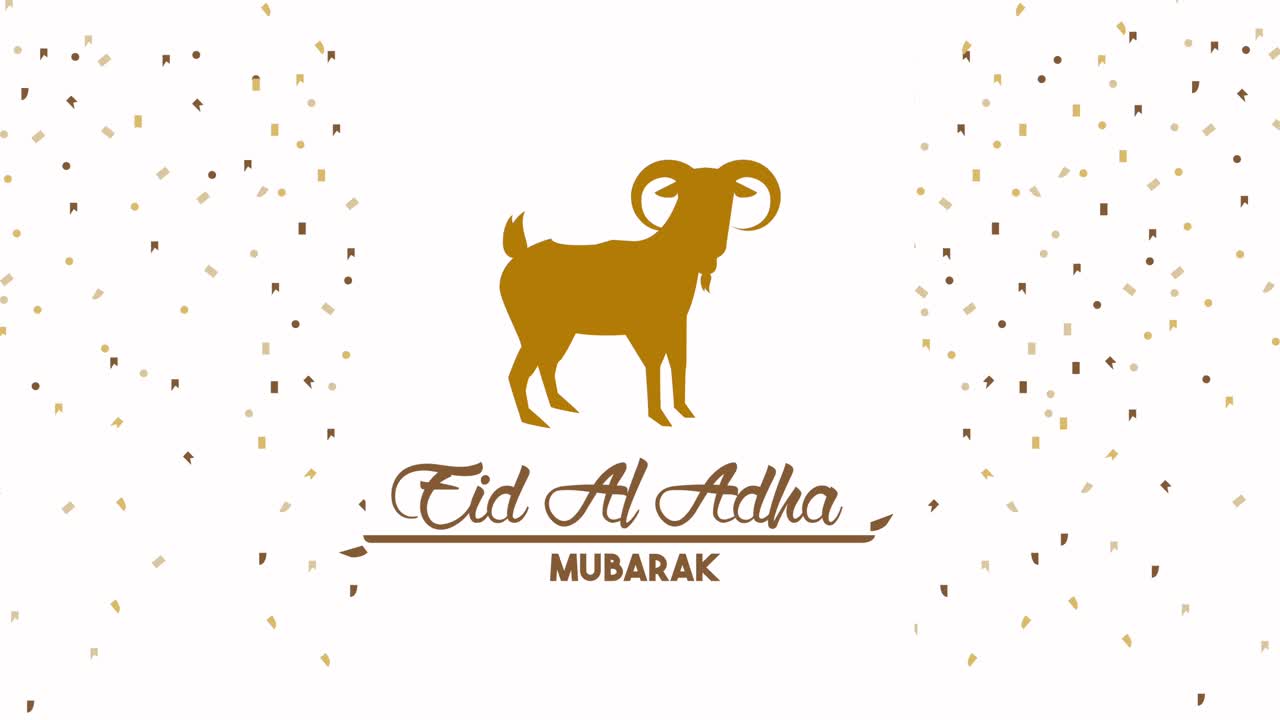 eid aladha letras doradas con animal cabra