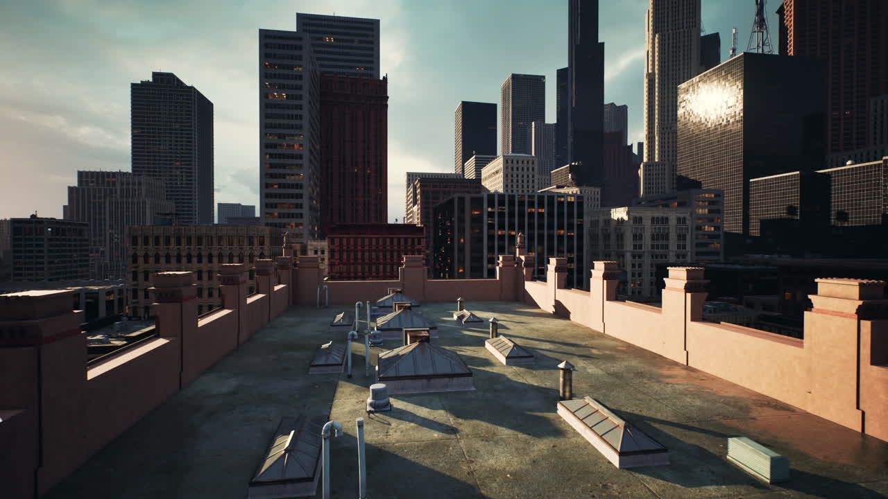 City Rooftop Sunset View
